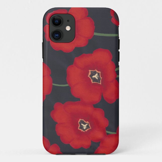 Coques Case-Mate iPhone Tulipes rouges brillantes sur iPhone noir 5 Coques (Dos)