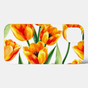 Case-Mate iPhone Case Tulipes vibrantes Motif aquarelle en Jaune clair