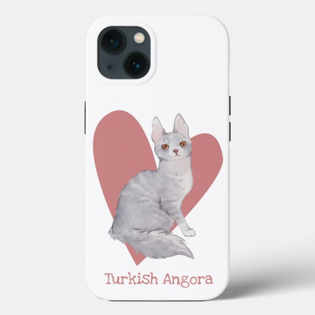 Coques Case-Mate iPhone Turc Angora Chat Aquarelle Kitty Coeur rose (Verso)
