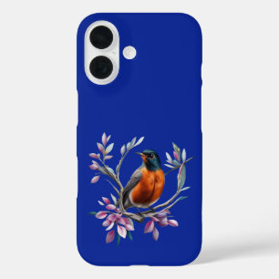 Coque Pour iPhone 16 Turdus migratorius Entouré de Laurel de montagne