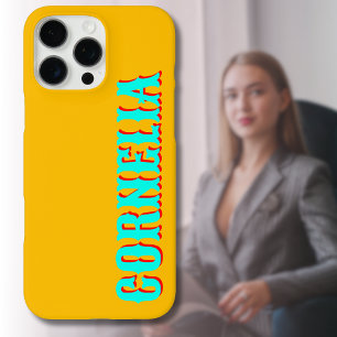 Coque iPhone 16 Pro Max Turquoise 3D Rouge Nom moderne   Ambre drôle