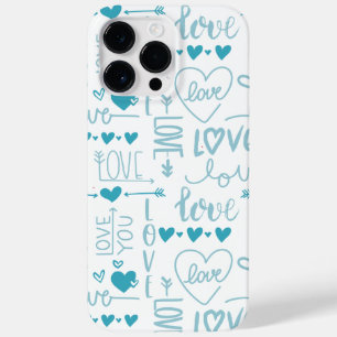 Coque Case-Mate iPhone Turquoise Amusement et Amour Moderne et Coeurs