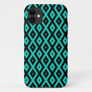 Case-Mate iPhone Case Turquoise and black diamond pattern