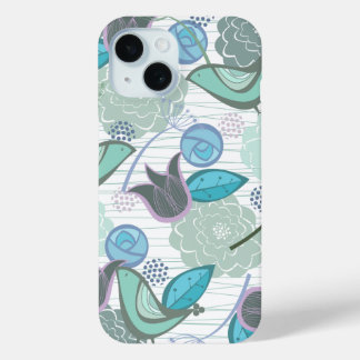 Coque Case-Mate iPhone Turquoise Aqua Blue Sweet Birds Floral Garden Chic