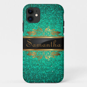 Coques Pour iPhone Turquoise Aqua Parties scintillant Sequin Mate ID™