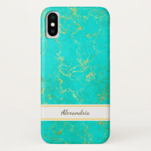 Turquoise avec Gold Veins Pierre Motif et nom