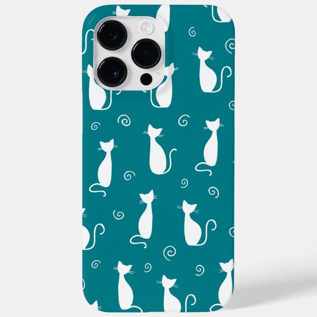 COQUES Case-Mate iPhone TURQUOISE AVEC MOTIF CHAT SITTTING BLANC (Verso)