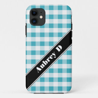 Coque Case-Mate Pour iPhone Turquoise & Blanc En vichy personnalisé iPhone 5 C