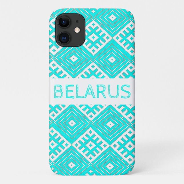 Coques Case-Mate iPhone Turquoise Blanc Folk Imprimer Belarus iPhone 11 Co (Dos)