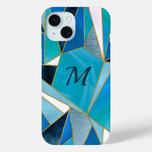 Coque Case-Mate iPhone Turquoise bleu aqua géométrique abstrait