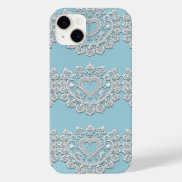 Turquoise Bleu Blanc dentelle Coeur Mariage