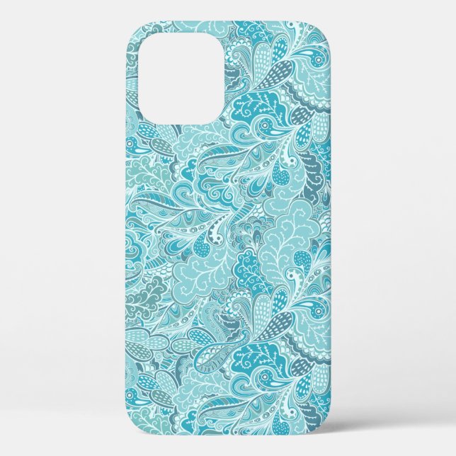Coques Case-Mate iPhone Turquoise bleu blanc Elegant Motif Paisley (Verso)
