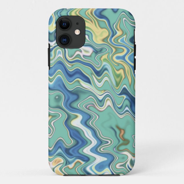 Coques Case-Mate iPhone Turquoise Bleu Jaune Chic Motif unique (Dos)