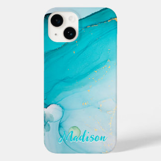 Coque Case-Mate iPhone Turquoise bleu moderne Abstrait personnalisé