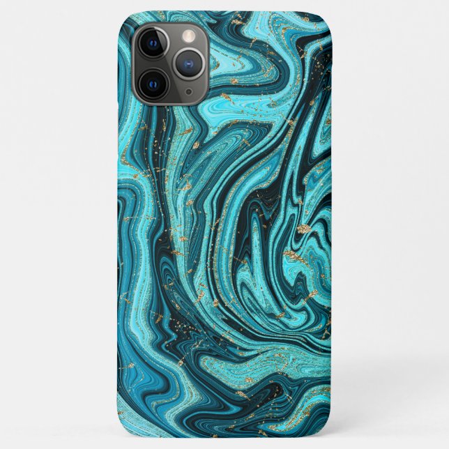 Coques Case-Mate iPhone Turquoise Bleu & Or Chic Tourbillon Moderne Abstra (Dos)