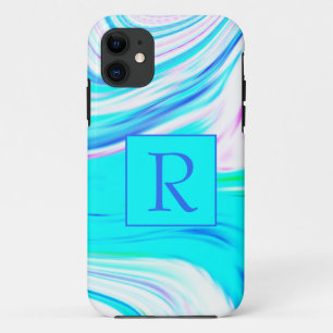 Case-Mate iPhone Case Turquoise Bleu Rose Blanc Abstrait Vagues Monogram