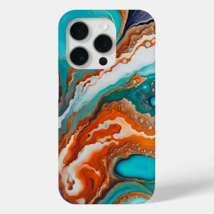 Coque Case-Mate iPhone Turquoise bleu, rouille et or peinture abstraite