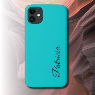 Case-Mate iPhone Case Turquoise Bleu Solide Couleur Minimaliste Nom Élég