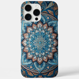 Coque iPhone 16 Pro Max Turquoise bleu turc Motif Mandala