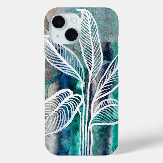 Coques Case-Mate iPhone Turquoise Bleu & Turquoise Aquarelle Botanique Mod (Verso)