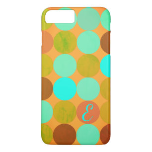 Coque Case-Mate Pour iPhone Turquoise Bleu Vert & Cercles Orange Monogramme