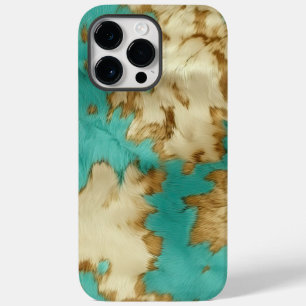 Coque Case-Mate iPhone Turquoise Brown Cream Animal Cowhide Western