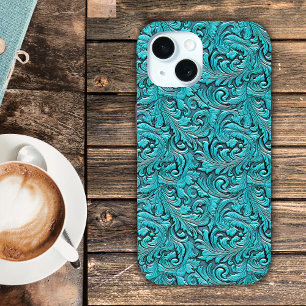 Coque Case-Mate iPhone Turquoise cowgirl floral à outils cuir occidental