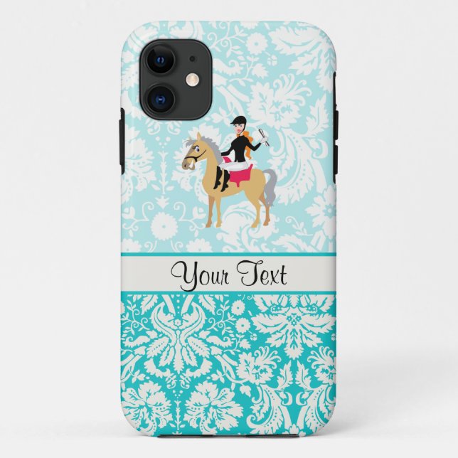 Coques Case-Mate iPhone Turquoise Damask Equestrian (Dos)