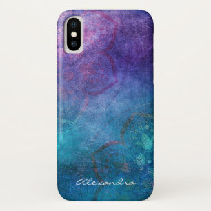 Case-Mate iPhone Case Turquoise de monogramme et fleur de Lotus verte