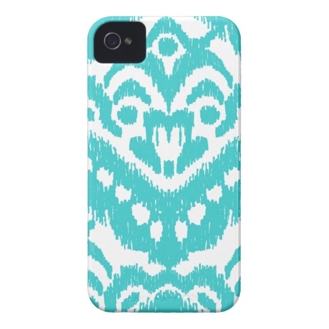 Coques Case-Mate iPhone Turquoise d'Ikat- de zigzag de Megan Adams (Dos)