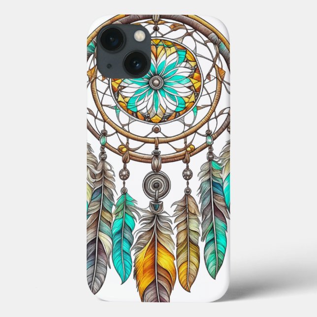 Coques Case-Mate iPhone Turquoise Dreamcatcher Mystical Boho Feathers and  (Verso)