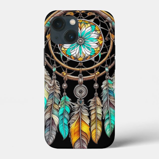 Coques Case-Mate iPhone Turquoise Dreamcatcher Mystical Boho Feathers and  (Verso)