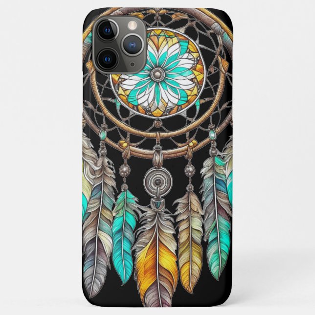 Coques Case-Mate iPhone Turquoise Dreamcatcher Mystical Boho Feathers and  (Dos)