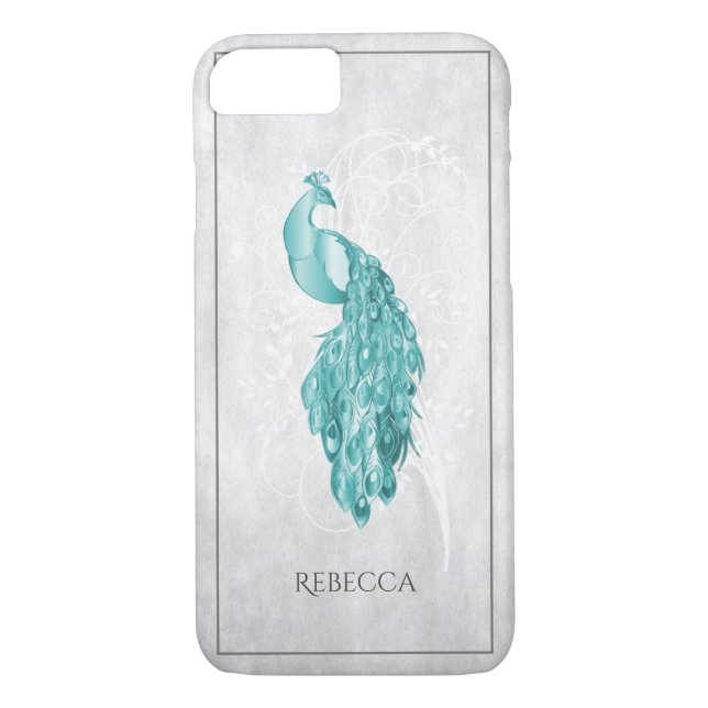 Coques Case-Mate iPhone Turquoise Elegant Peacock Personnalisé (Dos)