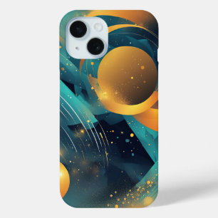 Coque Case-Mate iPhone Turquoise et Gold Sphere Abstrait