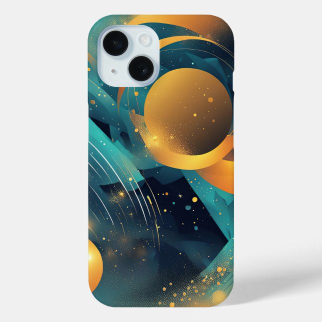Coques Case-Mate iPhone Turquoise et Gold Sphere Abstrait (Verso)