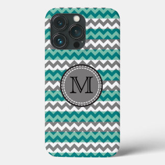 Case-Mate iPhone Case Turquoise et Gris Chevron Zigzag Monogramme Coque-