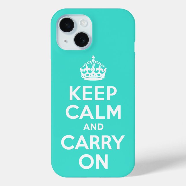 Coques Case-Mate iPhone Turquoise Gardez le calme et continuer (Verso)