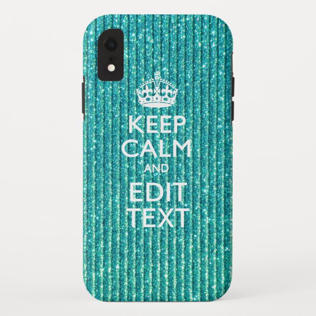Coques Case-Mate iPhone Turquoise Gardez le calme et votre texte festif (Dos)