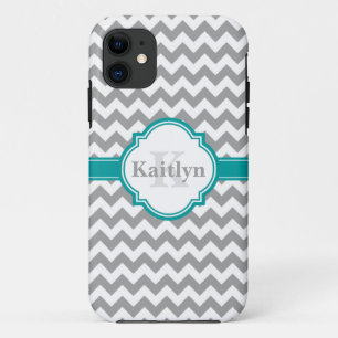 Case-Mate iPhone Case Turquoise Grey Chevron Motif & Quatrefoil marocain