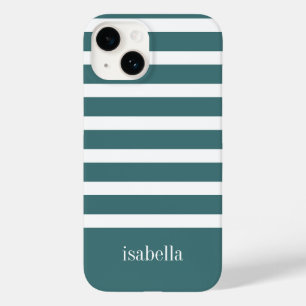 Coque Case-Mate iPhone Turquoise moderne Grille verte et blanche avec Mon