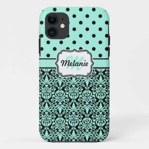 Case-Mate iPhone Case Turquoise Monogramme Damask Pois Motif