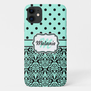 Case-Mate iPhone Case Turquoise Monogramme Damask Pois Motif