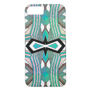 Coque Case-Mate iPhone Turquoise, Noir et Blanc Géométrique Line Art