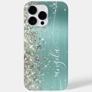 Coque Case-Mate iPhone Turquoise pâle Glitter Platine Signature Glamour