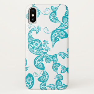 Coque Case-Mate iPhone Turquoise Peacock Floral Paisley Élégant