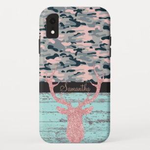 Case-Mate iPhone Case Turquoise rustique Antler rose en bois Camo