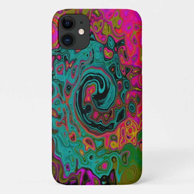 Coques Case-Mate iPhone Turquoise Trippeyant Abstrait Rétro Tourbillon Liq (Dos)