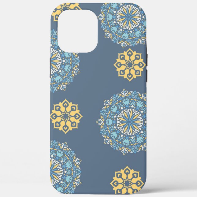 Coques Case-Mate iPhone Turquoise Turquoise bleu et jaune Mandala Art Moti (Verso)