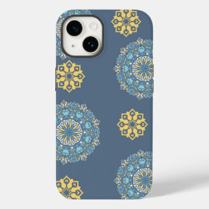 Coque Case-Mate iPhone Turquoise Turquoise bleu et jaune Mandala Art Moti
